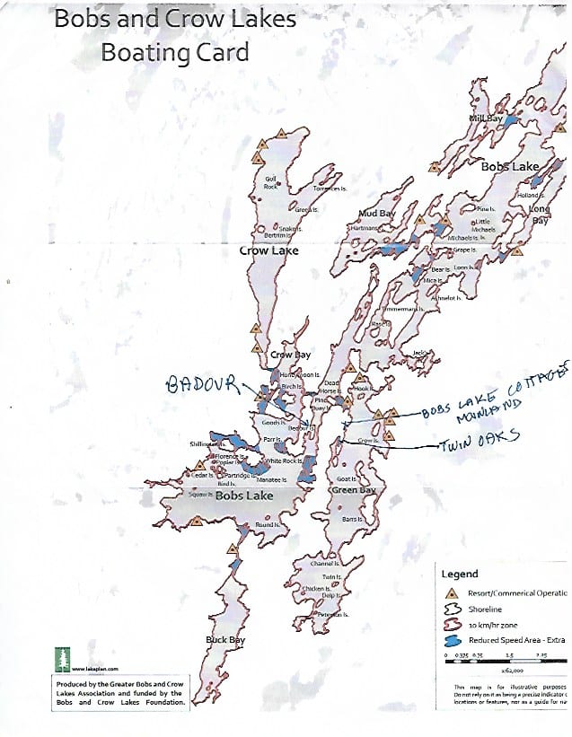 Bobs Lake Fishing Map Boat Rentals - Ontario, Canada | Bobs Lake Cottages And Escapes